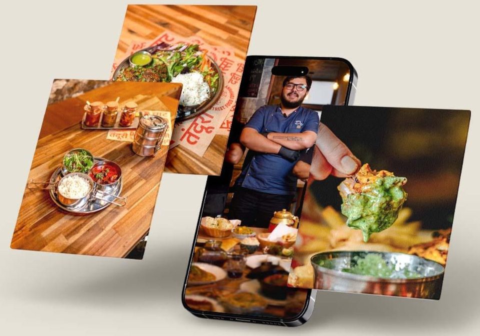 Instagram mockups for Deb’s Street Food & Bistro highlighting branded food content and feed layout.  